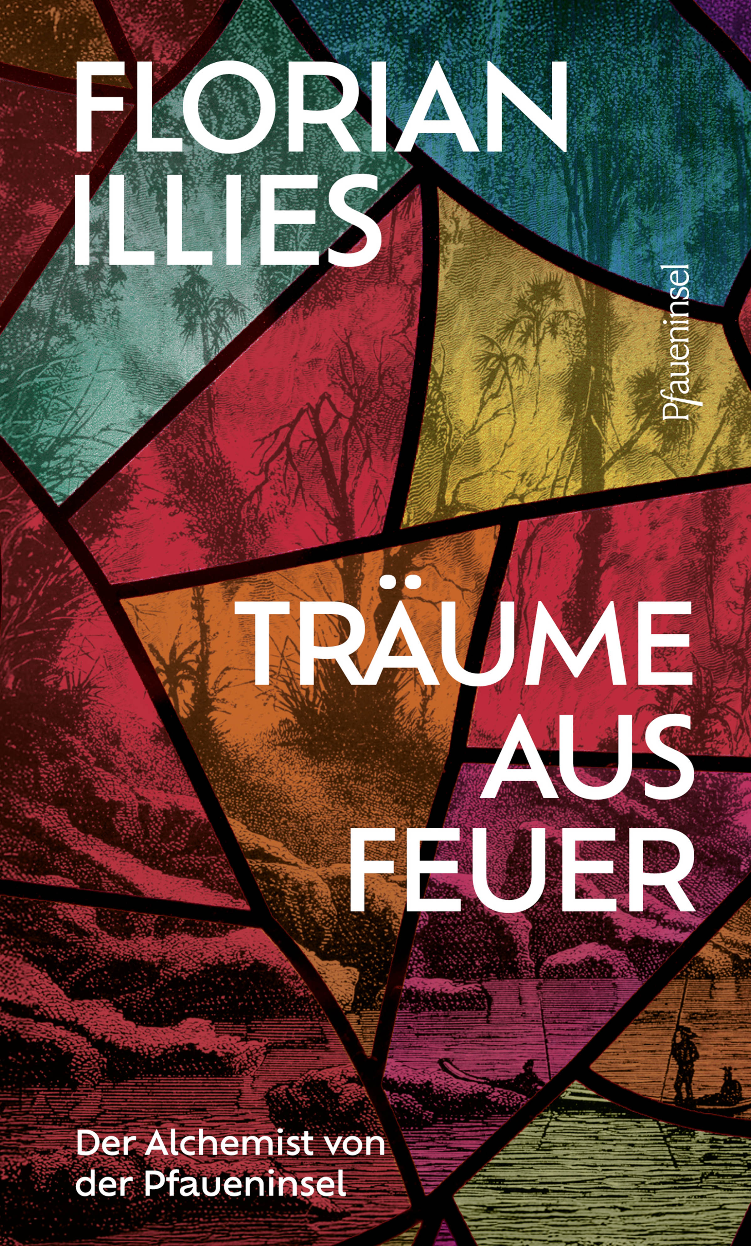 Buchcover mit dem Titel Träume aus Feuer, Autor: Florian Illies - im Hintergrund buntes Mosaik